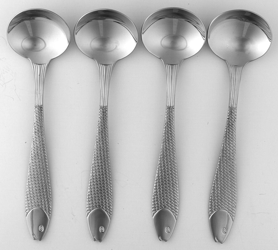 Fish Out of Water (Stainless) Individual Sauce Spoon Solid Piece - Set of 4 by Gorham Silver-1