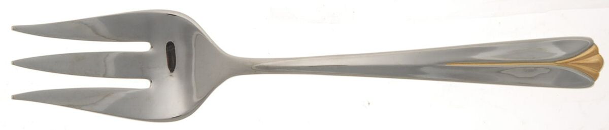 Andante Gold (Stainless, Gold Accent) Medium Solid Cold Meat Serving Fork by Gorham Silver-1