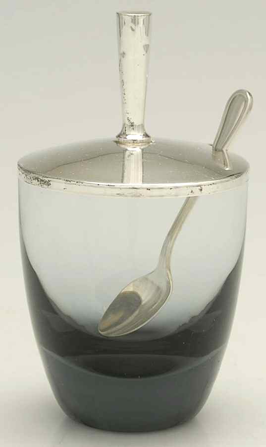 Sterling Hollowware Crystal Jam Jar with Sterling Lid & Spoon by Garden Silversmiths-1