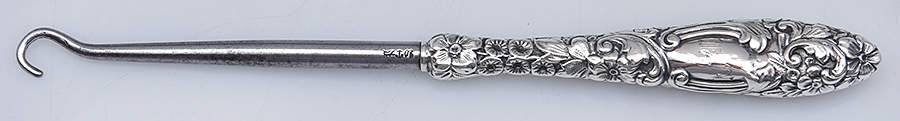 Repousse Chased (Sterilng, Hollowware) Button Hook-Hollow Hdl/Large by Gorham Silver-1