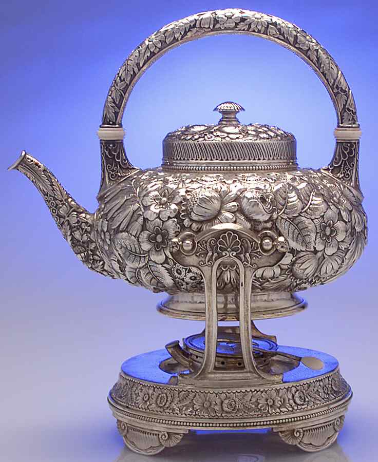 Repousse Chased (Sterilng, Hollowware) Kettle, Stand & Burner by Gorham Silver-1