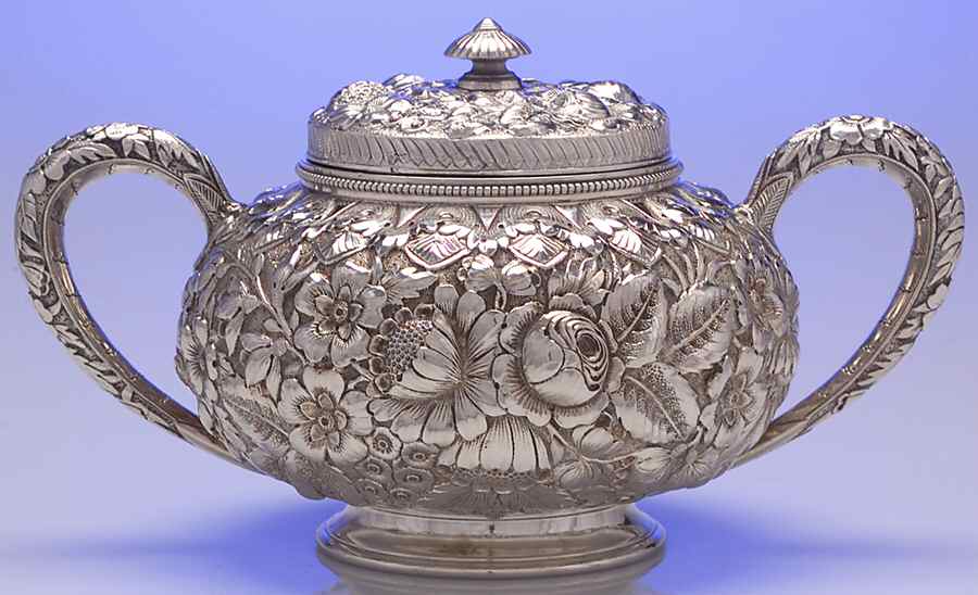 Repousse Chased (Sterilng, Hollowware) Sugar Bowl & Lid by Gorham Silver-1