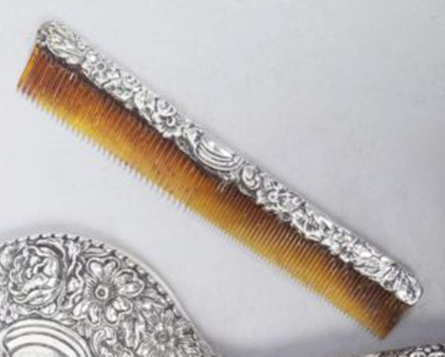 Repousse Chased (Sterilng, Hollowware) Comb by Gorham Silver-1