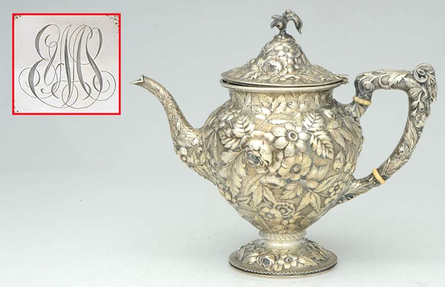 Repousse Chased (Sterilng, Hollowware) Teapot by Gorham Silver-1