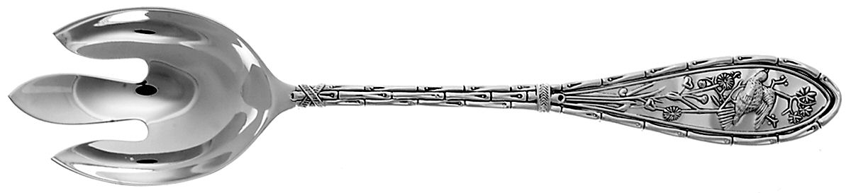 Japanese Bird (Silverplate) Solid Salad Serving Fork by Godinger-1