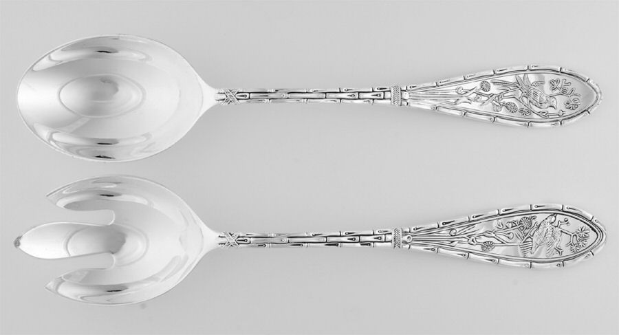 Japanese Bird (Silverplate) (2 Pc) Solid Salad Set by Godinger-1