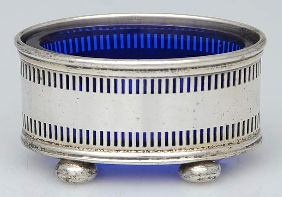 9036 (Sterling, Hollowware) Open Salt Master-W/Cobalt Liner by Gorham Silver-1