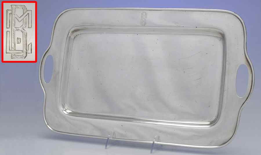 7347 (Sterling, Hollowware) 17" Handled Rectangular Tray by Graff Washbourn & Dunn-1