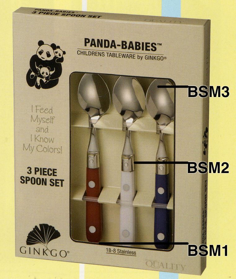 Panda Babies (Stainless, Color Handles) Spoon-Baby/Straight Handle by Ginkgo-1