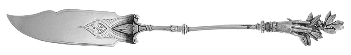 Olive Branch (Sterling) Bright Cut Solid Pickle Serving Knife by Gorham Silver-1