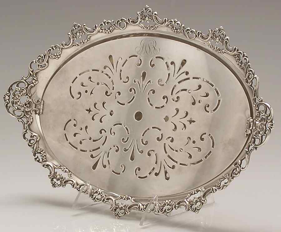 A4875 (Sterling, Hollowware) (2 Pc)  Asparagus Serving Tray & Strainer by Gorham Silver-1