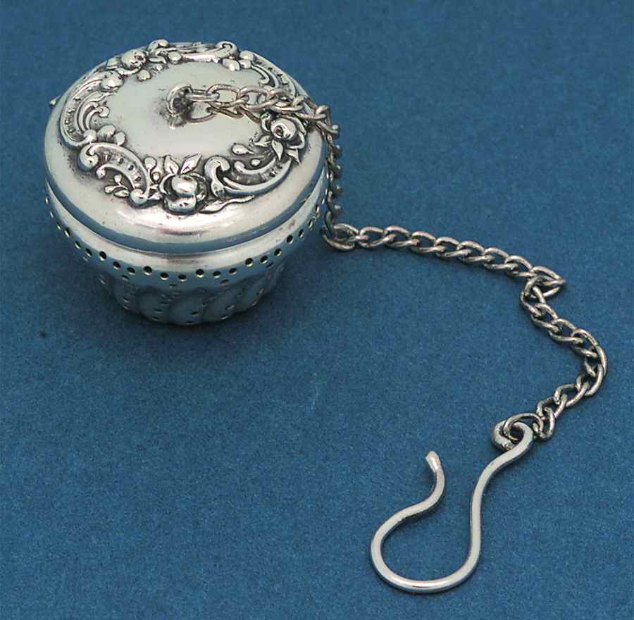 Tea Balls (Sterling, Hollowware) Tea Ball with Chain by Gorham Silver-1