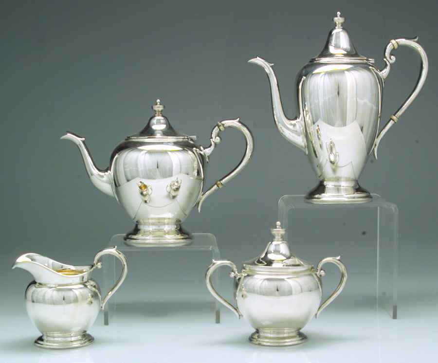 2561 (Sterling, Hollowware) 4 Piece Tea Set (SCP, STP, SCR, SSU) by Gorham Silver-1