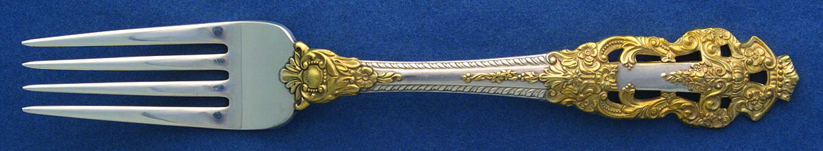 Golden Crown Baroque (Sterling, Partial Gold Accent Fork by Gorham Silver-1