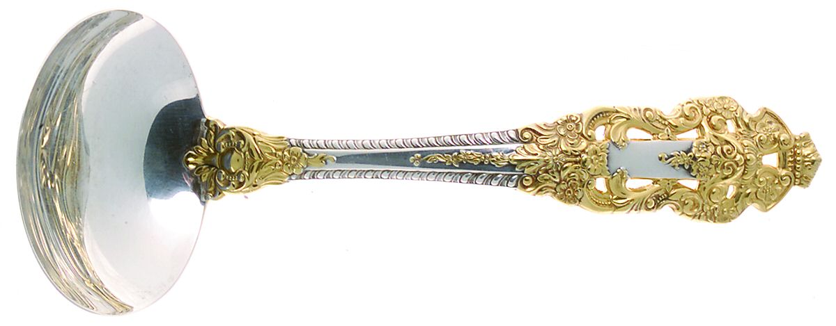 Golden Crown Baroque (Sterling, Partial Gold Accent Solid Gravy Ladle by Gorham Silver-1