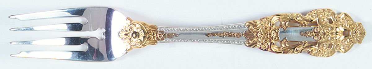 Golden Crown Baroque (Sterling, Partial Gold Accent Individual Salad Fork by Gorham Silver-1