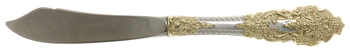 Golden Crown Baroque (Sterling, Partial Gold Accent Hollow Handle Master Butter Knife by Gorham Silver-1