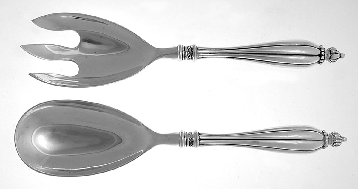 Silverplate Flatware (2 Pc) Solid Salad Set by Godinger-1