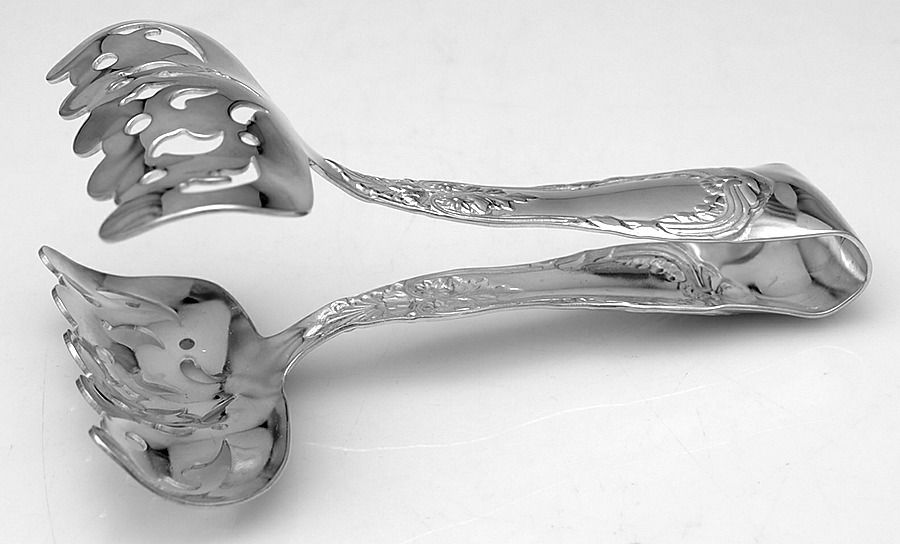 Silverplate Flatware Solid Piece Aspragus Tongs by Godinger-1