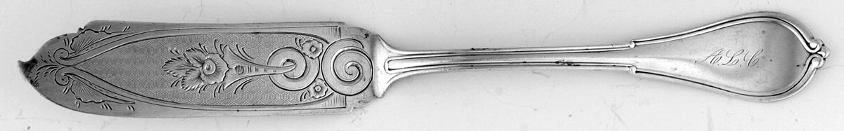 Cottage (Coin) Flat Handle Bright Cut Master Butter by Gorham Silver-1