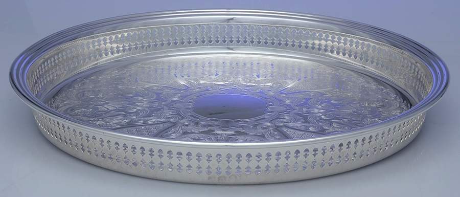 Yc1738 (Silverplate, Hollowware) 15" Gallery Tray by Gorham Silver-1