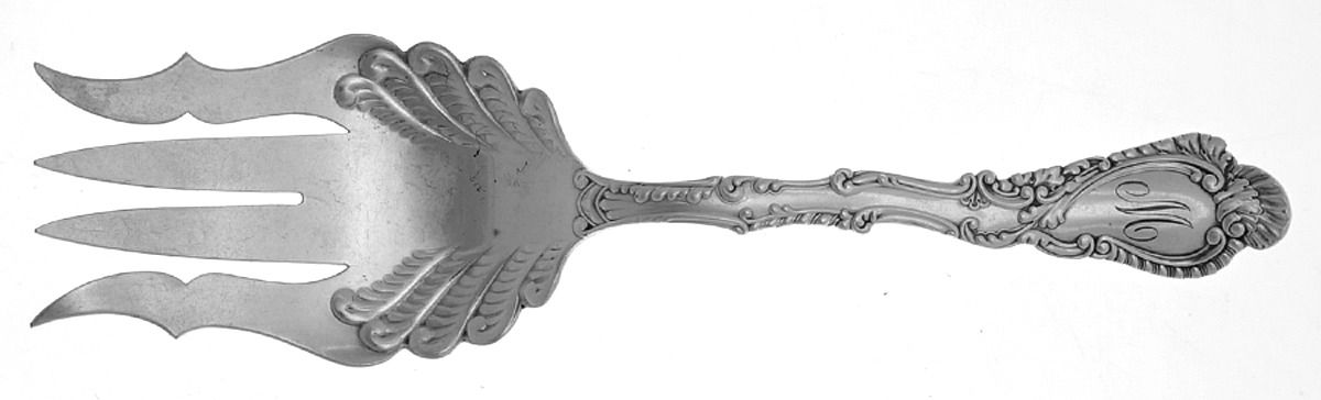 Saxony (Silverplate, 1891, No Monograms) Solid Salad Serving Fork by Gorham Silver-1