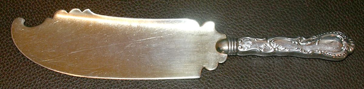 Saxony (Silverplate, 1891, No Monograms) Ice Cream Slicer-Hollow Hndl/Plate Blade by Gorham Silver-1