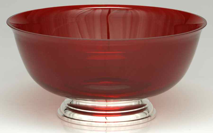 950 (Sterling, Hollowware) 7" Paul Revere Bowl w/Red Glass Bowl&Sterling Base by Gorham Silver-1