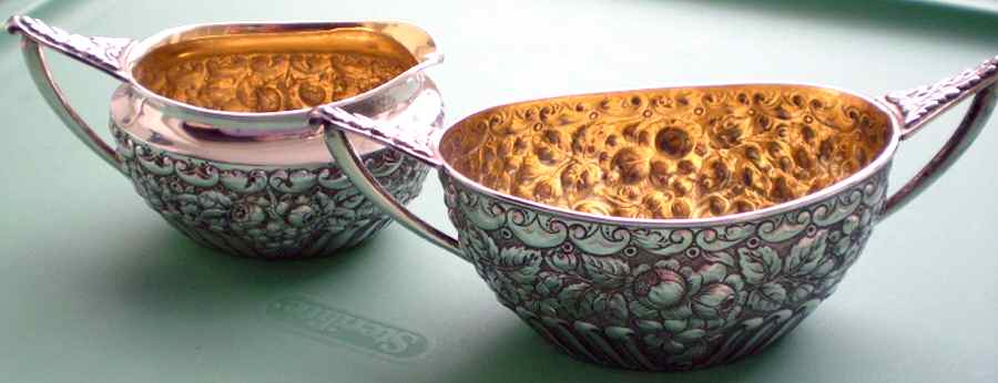 3375 (Sterling, Hollowware) Mini Sterling Creamer and Open Sugar by Gorham Silver-1