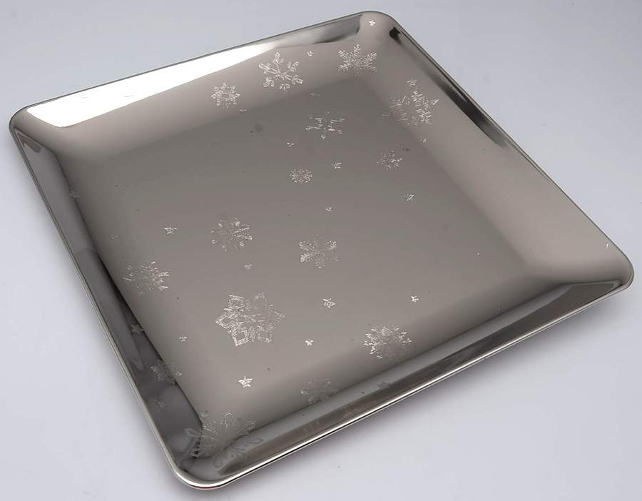 Let It Snow (Nickelplate, Hollowware) 14" Square Platter by Gorham Silver-1