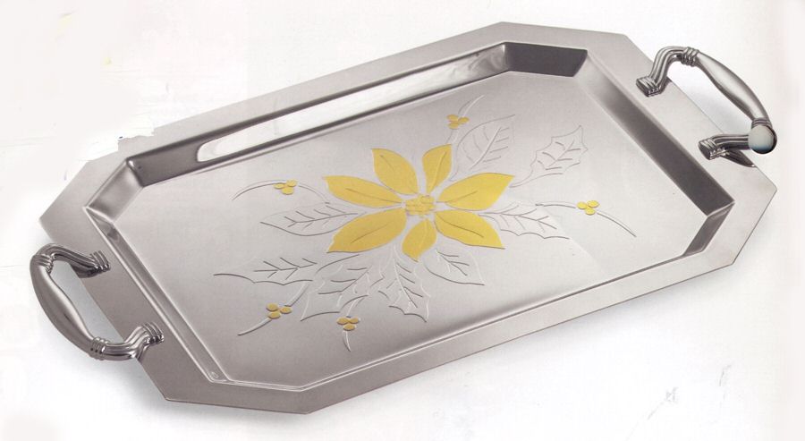 Estate (Hollowware, Whiet Bronze Plated 15" Poinsettia Tray by Gorham Silver-1