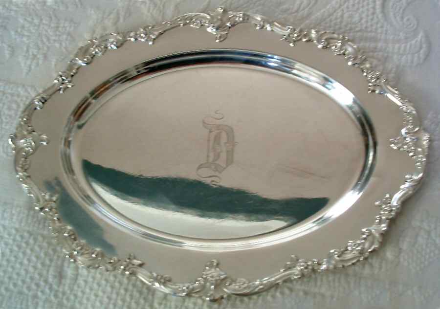 A3649 (Sterling Hollowware) 16" Oval Serving Platter by Gorham Silver-1