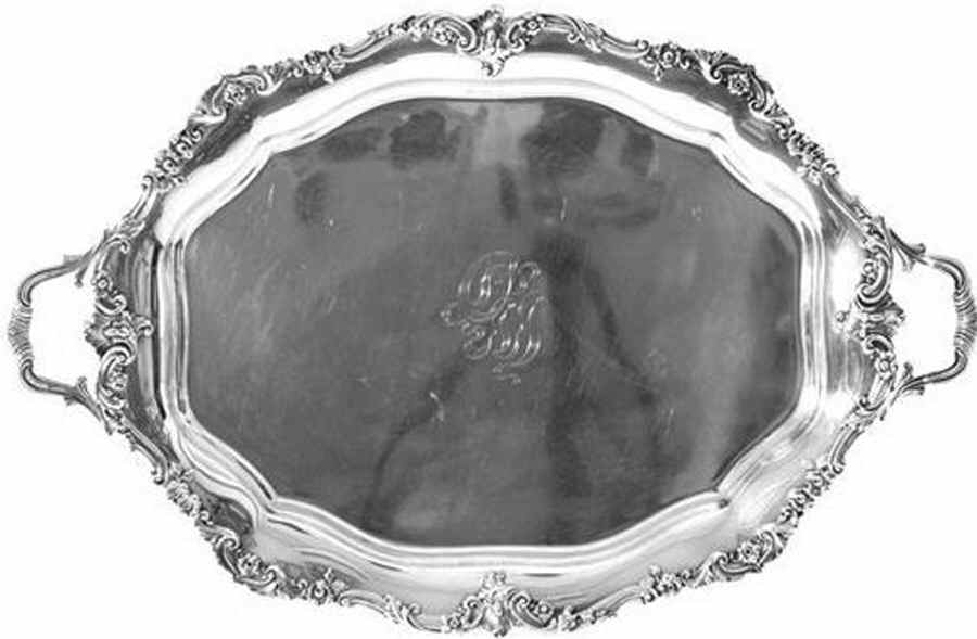A3649 (Sterling Hollowware) Large Waiter Tray by Gorham Silver-1