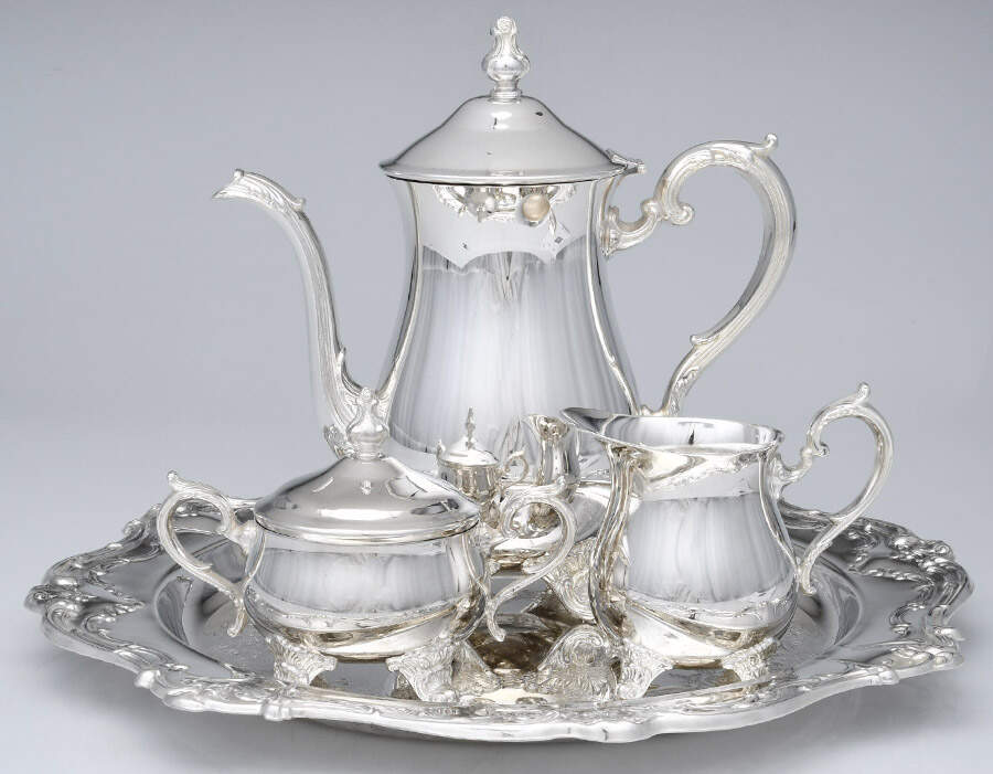 Chantilly (Slvp, Hollowware, Newer) 4 Pc Coffee Set (PCP,PSU,PCR,RT15) by Gorham Silver-1