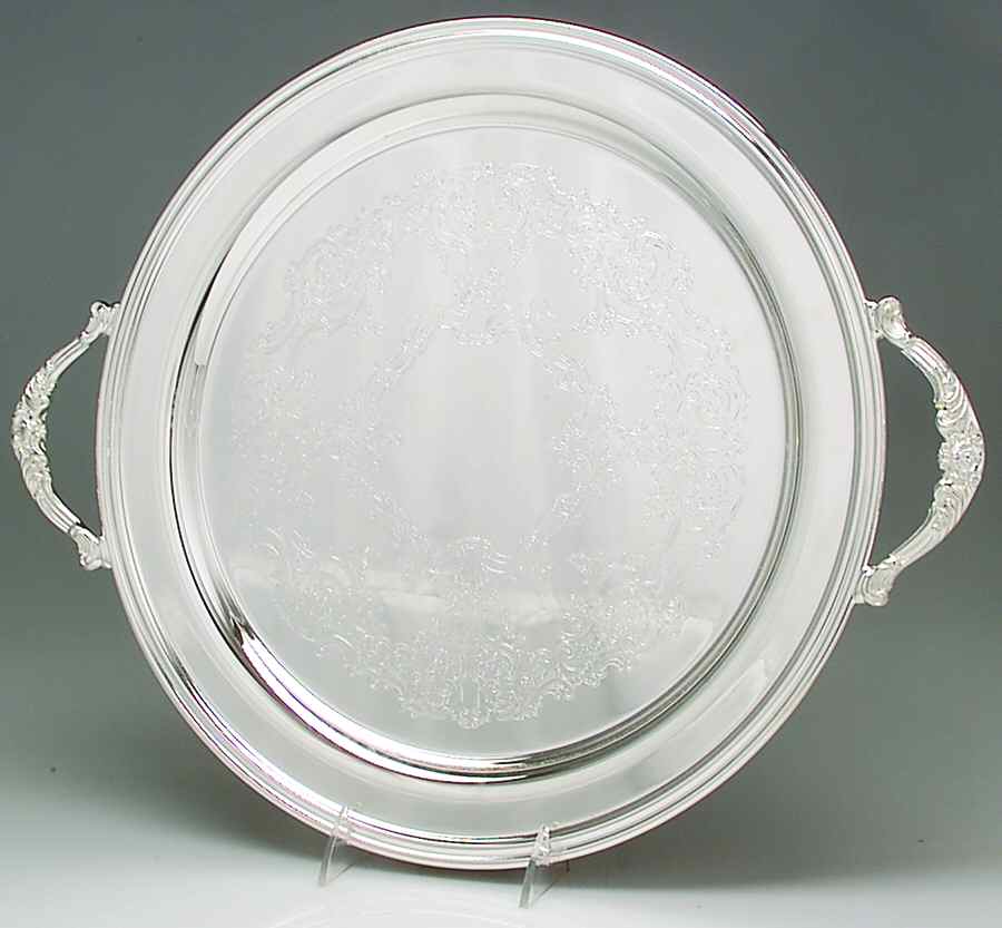 Chantilly (Slvp, Hollowware, Newer) 14" Round Handled Tray by Gorham Silver-1