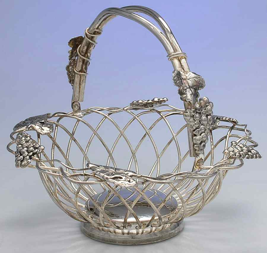 Vineyard (Silverplate, Hollowware) 11" Pierced Handled Basket by Godinger-1