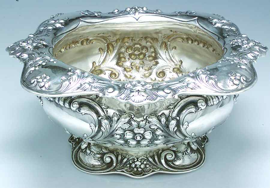 A3825 (Sterling, Hollowware) Chased Sterling Punch Bowl by Gorham Silver-1