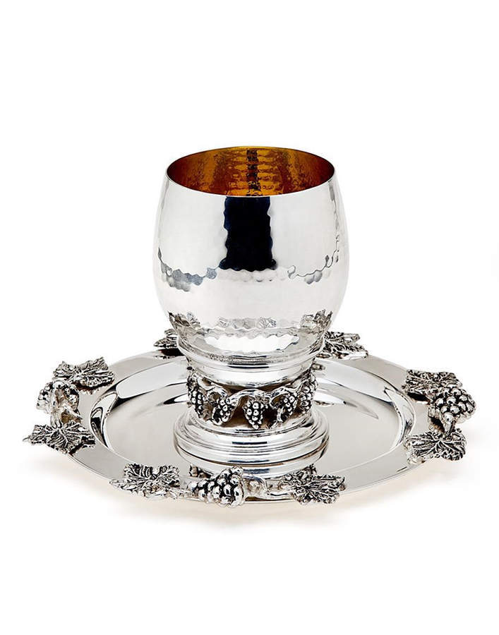 Grape (Silverplate, Hollowware) Kiddush Cup (Goblet) & Saucer by Godinger-1