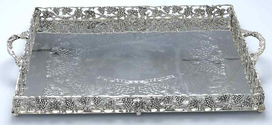 Grape (Silverplate, Hollowware) 19" Gallery Tray by Godinger-1