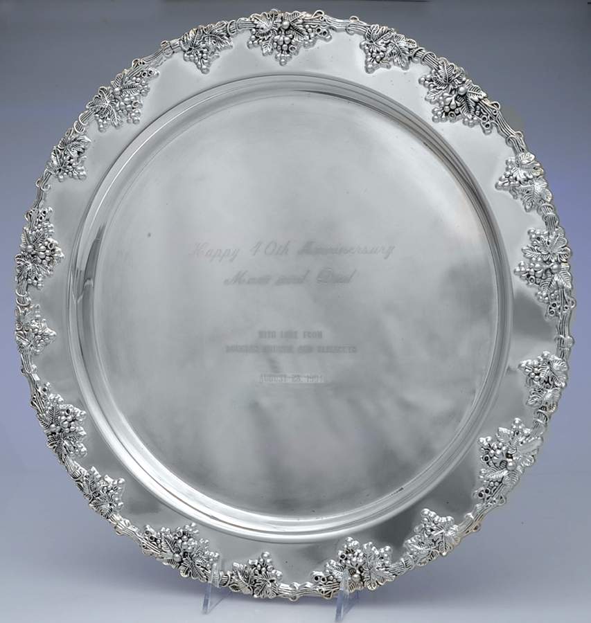 Grape (Silverplate, Hollowware) 16" Round Tray by Godinger-1