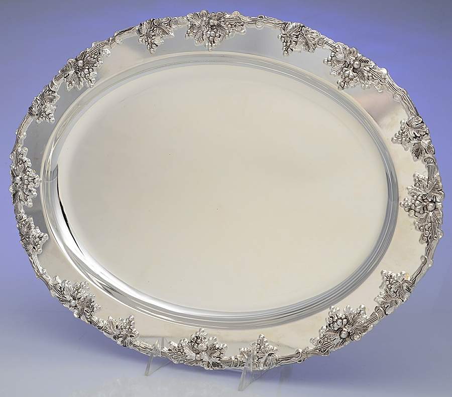 Grape (Silverplate, Hollowware) 17" Oval Serving Platter by Godinger-1