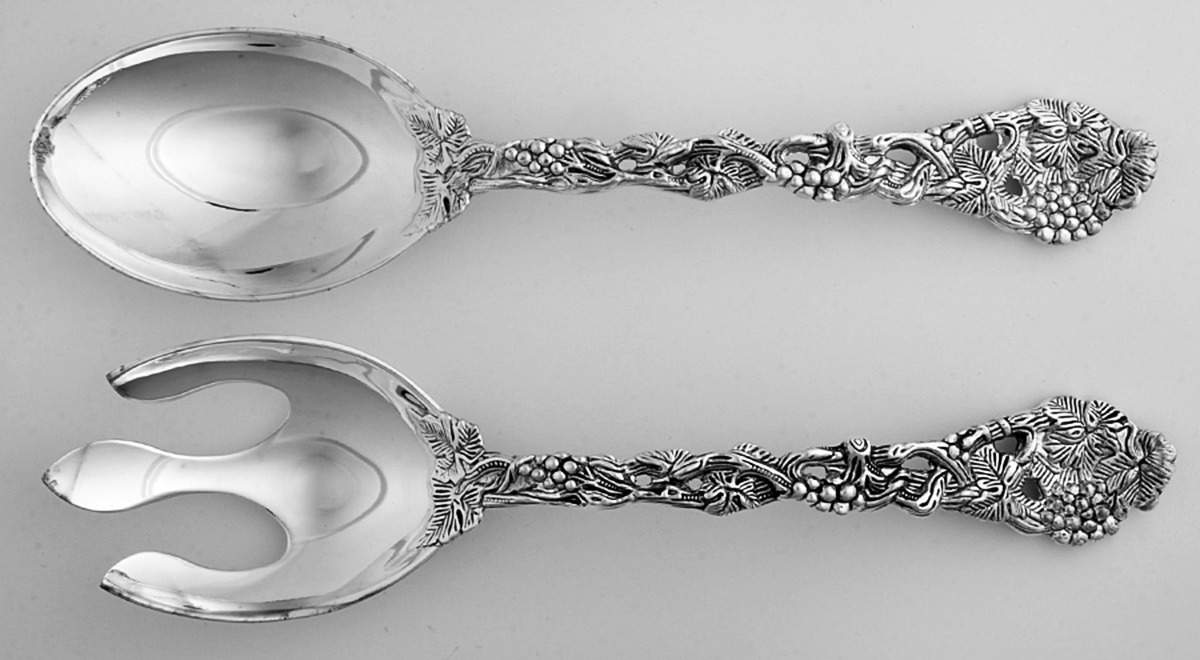 Grape (Silverplate, Hollowware) (2 Pc) Solid Salad Set by Godinger-1