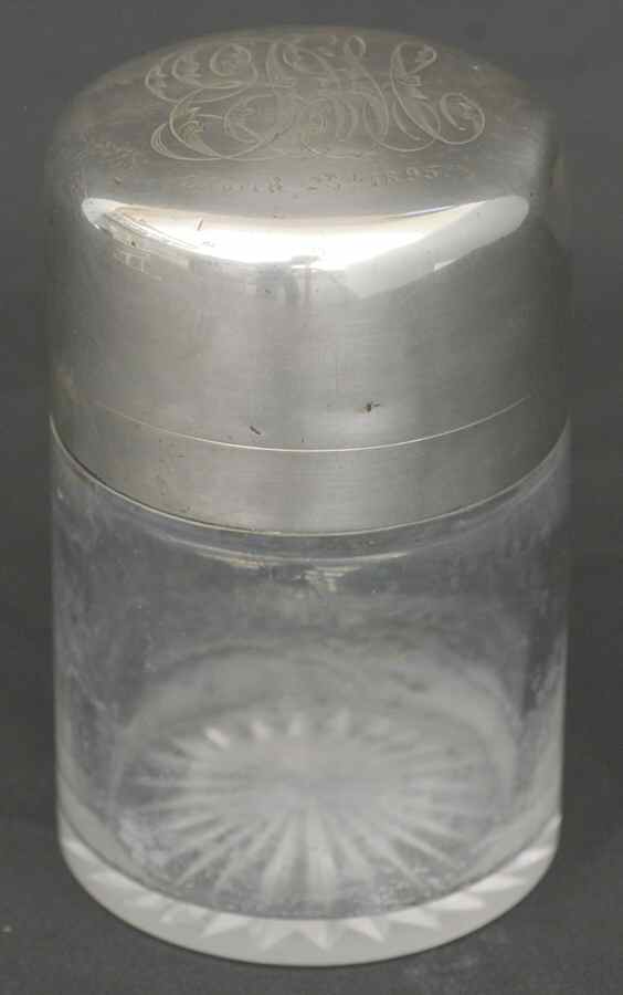 S805 (Sterling, Hollowware) Lavendar Salts Bottle with Sterling Top & Glass Bottom by Gorham Silver-1