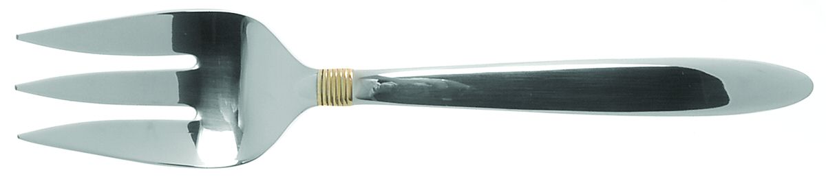 Narragansett Gold (Stnls, No Wings) Medium Solid Cold Meat Serving Fork by Gorham Silver-1