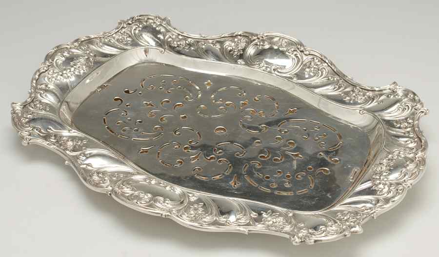A2434 (Sterling, Hollowware) (2 Pc)  Asparagus Serving Tray & Strainer by Gorham Silver-1