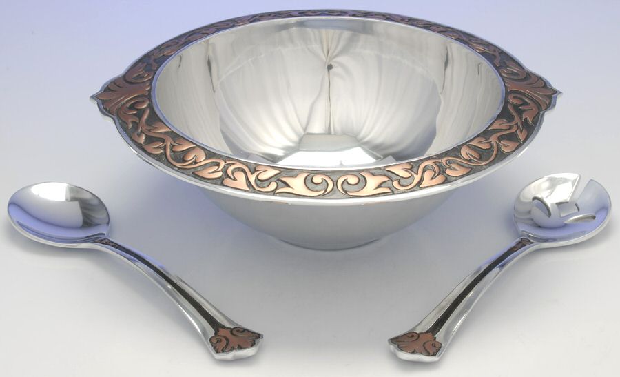 Bronze Age (Hollowware) Salad Set-3pc (Bowl & Servers) by Gorham Silver-1