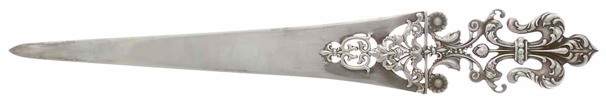 4100 (Sterling, Hollowware) Large Solid Piece Letter Opener by George W Shiebler-1