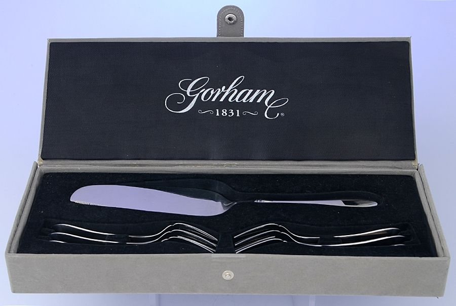 Meredith II (Stainless) (7 Pc) Pastry Set w/Case by Gorham Silver-1