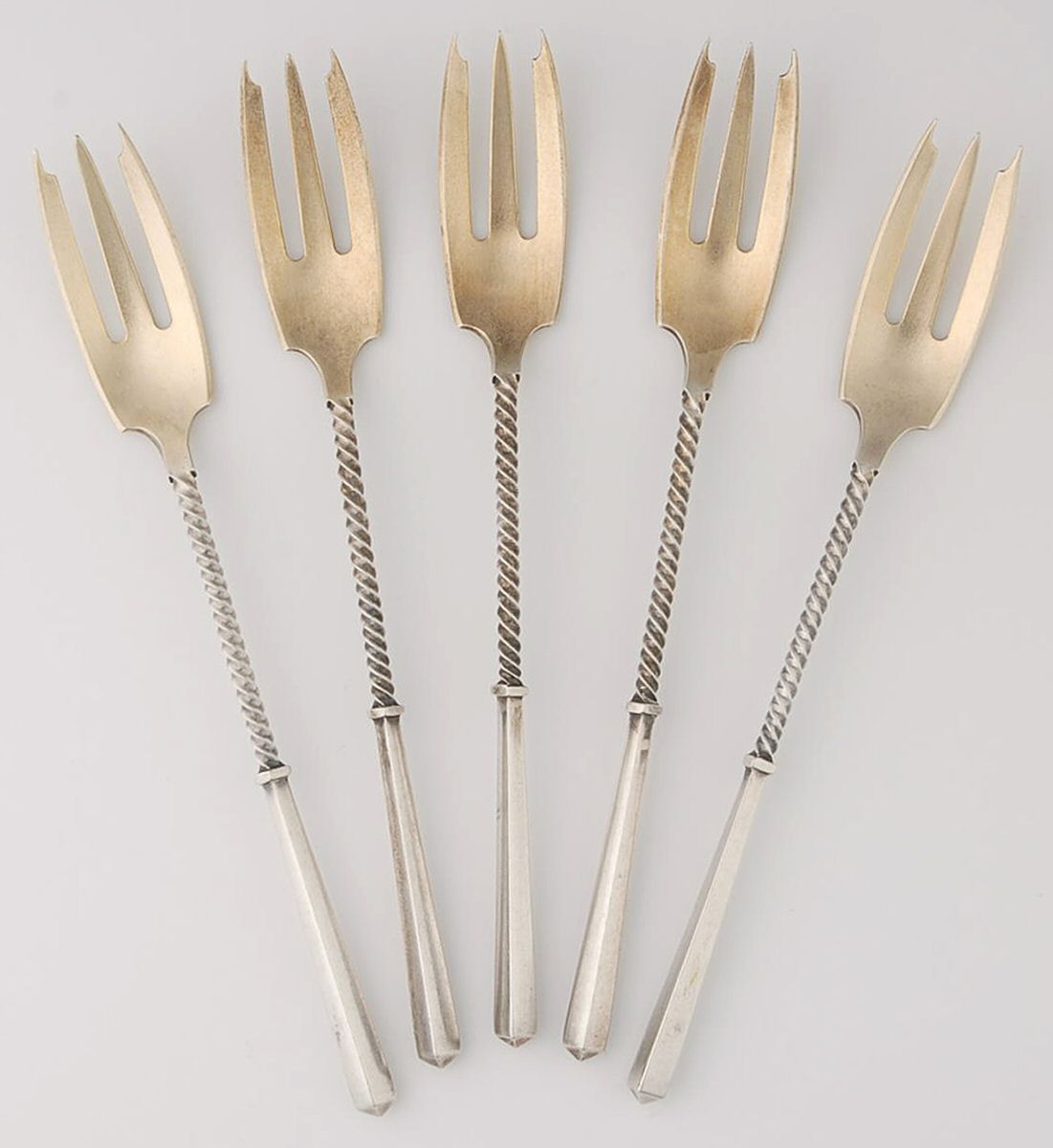 GES36 (Sterling) Oyster Fork - Set of 5 by George W Shiebler-1