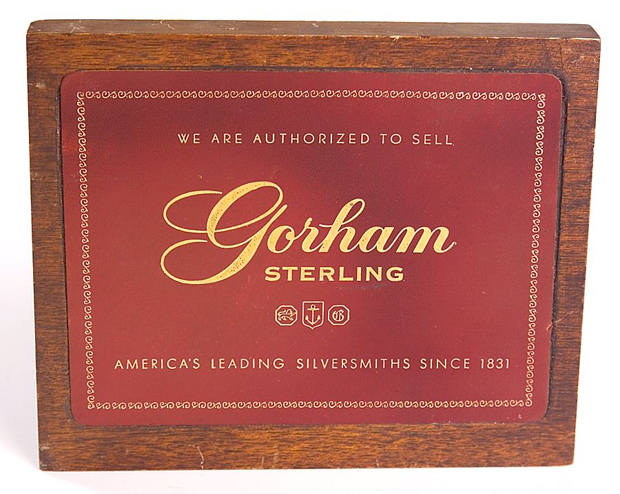 Advertising Signs Wood and Leather Advertising Sign by Gorham Silver-1
